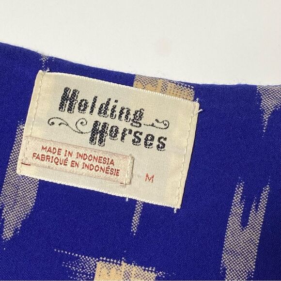 Anthroplogie Holding Horses Blue Abstract Tunic Top W/ Pockets Women's Size M - Picture 8 of 16